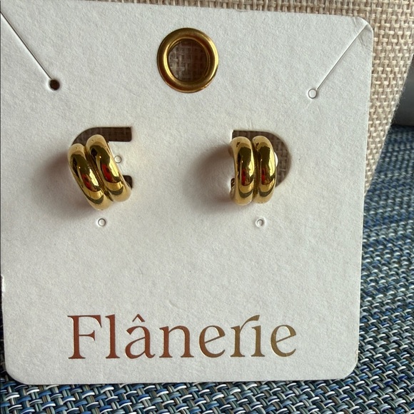 flanerie Jewelry - Gold Double Band Stud Earrings